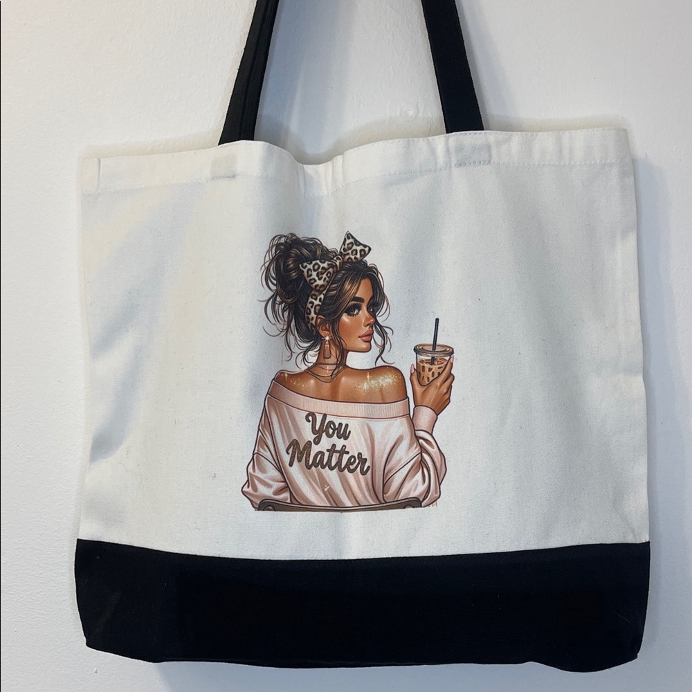 Canvas Tote NWOT “Stronger than the Storm” “You Matter”